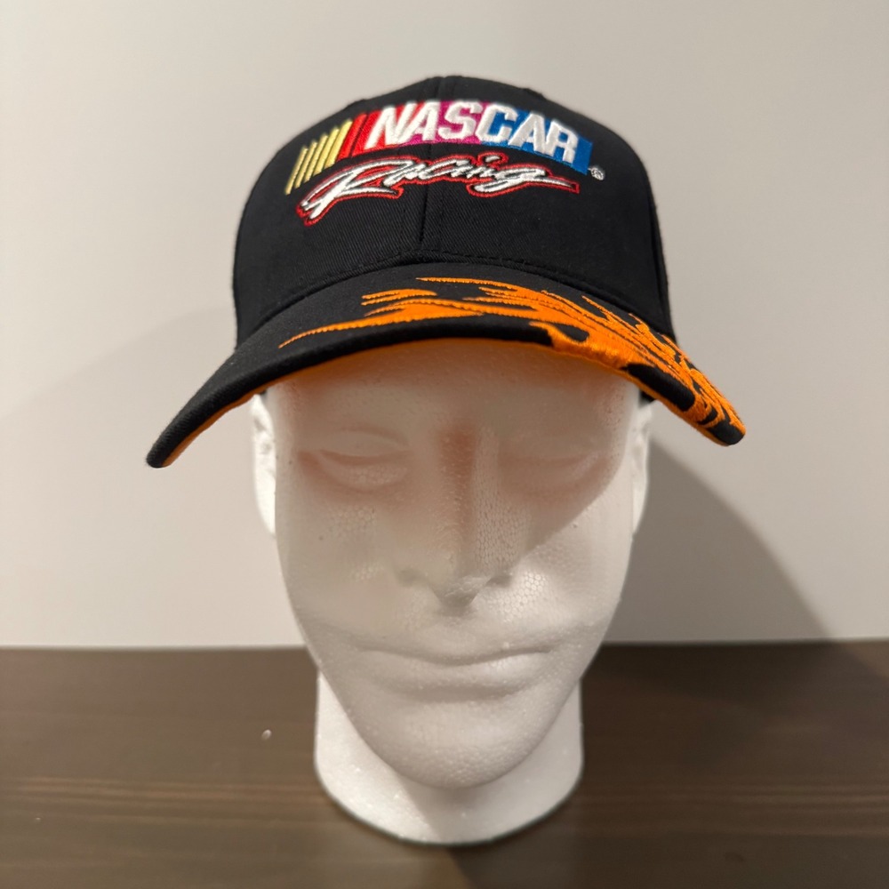 Vintage NASCAR Racing Hat‎ Flame Brim Embroidered Strapback Cap OSFM
